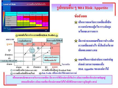 รูปแบบอื่นของ Risk Appetite และแนวความคิดในการกำหนดให้มีความเสี่ยงที่ยอมรับได้